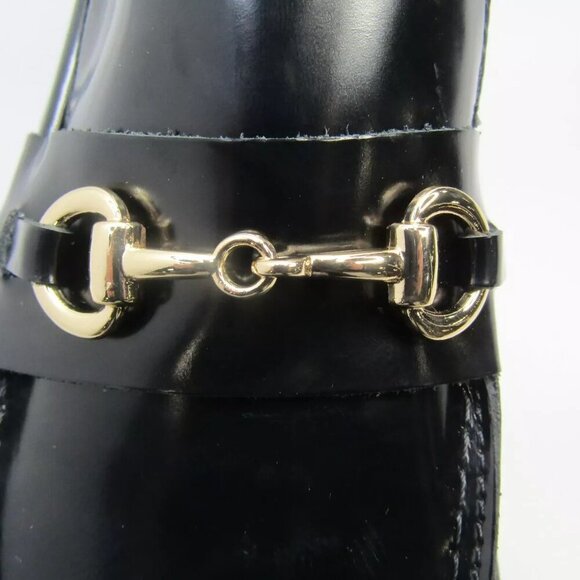 Thursday Everyday Women's Size 8.5 Penny Loafer Black Leather Gold Metal Detail - Picture 3 of 10